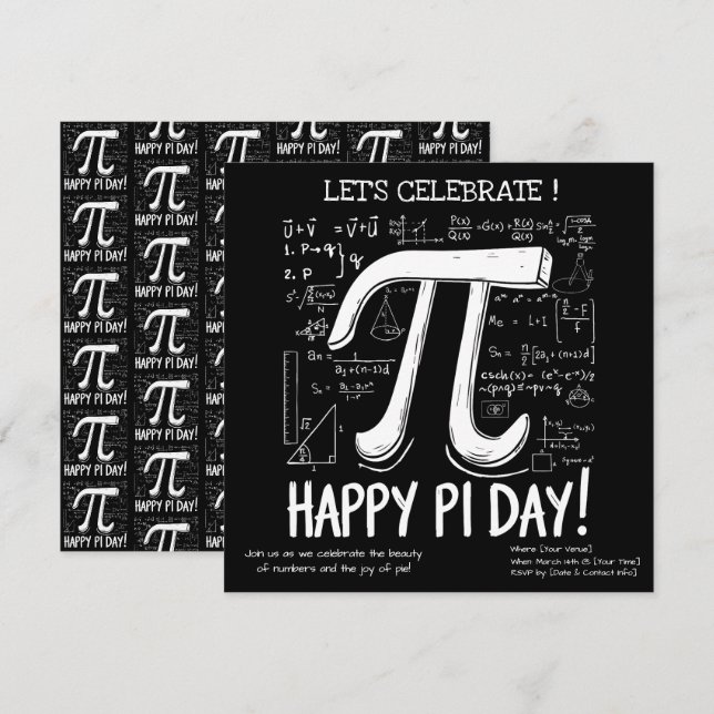 Happy Pi Day Party Invitation – Fun Math (Front/Back)