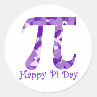 Happy Pi Day Purple Camo Classic Round Sticker