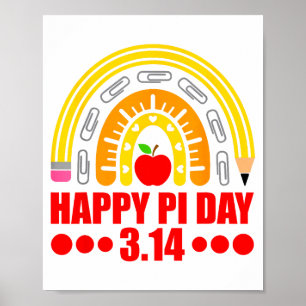 Happy Pi Day Rainbow 3,14 Pi Number Math Teacher S Poster