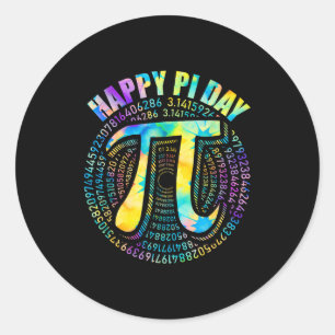 Happy Pi Day Tie Dye 3,14 Pi Number Symbol Math Sc Classic Round Sticker