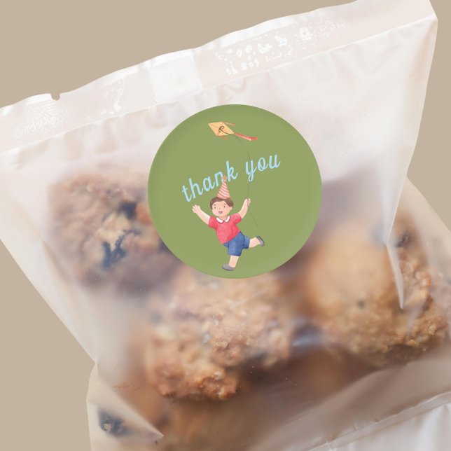 Happy Picnic Birthday Kids Boy Garden Thank You Classic Round Sticker (Creator Uploaded)
