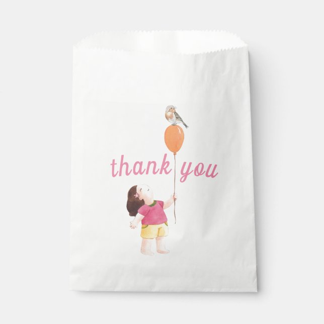 Happy Picnic Birthday Kids Girl Garden Thank You Favour Bags (Front)