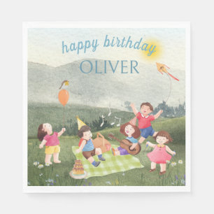 Happy Picnic Editable Birthday Kids Boy Invitation Napkin