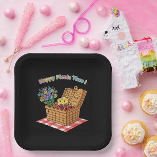 Happy Picnic Time! Cute Kawaii Food & Flowers Paper Plate