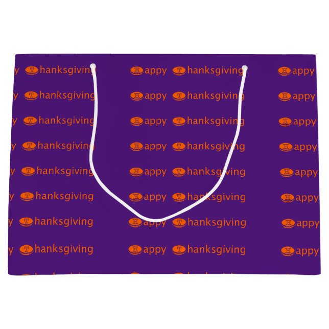 Happy (Pie) Thanksgiving Orange Large Gift Bag (Front)