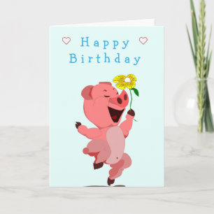 Happy Pig Birthday Card