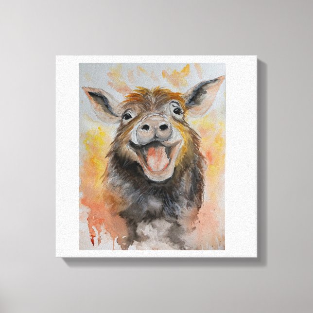Happy Pig Canvas Print (Front)