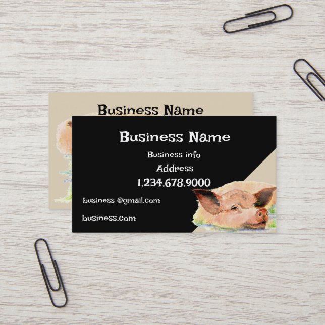 Happy Pig  Farm Animal Business Business Card (Front/Back In Situ)