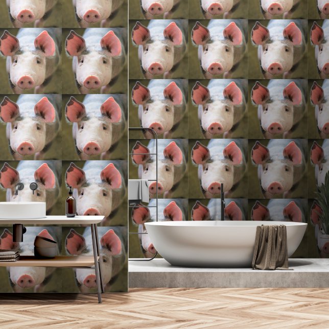 Happy Pig Funny Wallpaper (Bathroom)