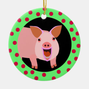 Happy Pig Holiday Ornament