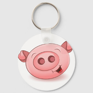 Happy Pig Icon Key Ring