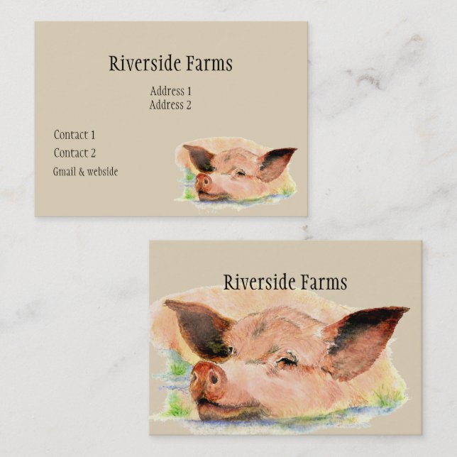 Happy Pig in Mud Farm Animal Business Business Card (Front/Back)
