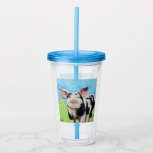 Happy Pig Painting Acrylic Tumbler