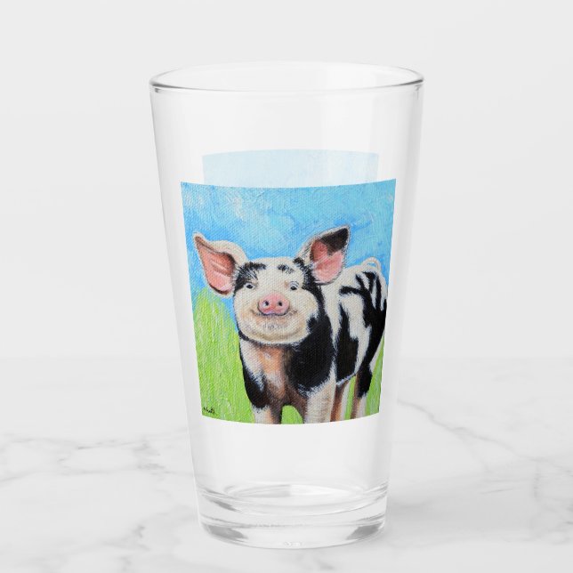 Happy Pig Painting Glass (Front)