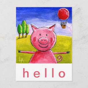 Happy Pig Postcard