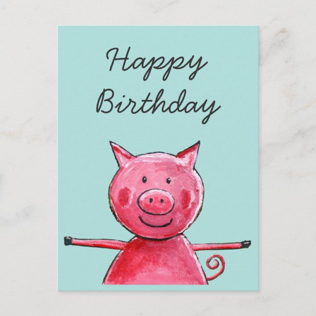 Happy Pig Postcard (Front)