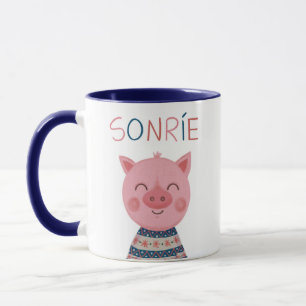 Happy pig smiles mug