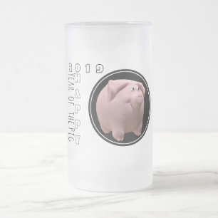 Happy PIg Year 2019 3D Frosted Glass Mug 2