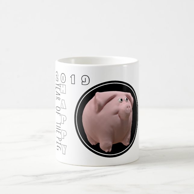Happy PIg Year 2019 3D White Mug 2 (Center)