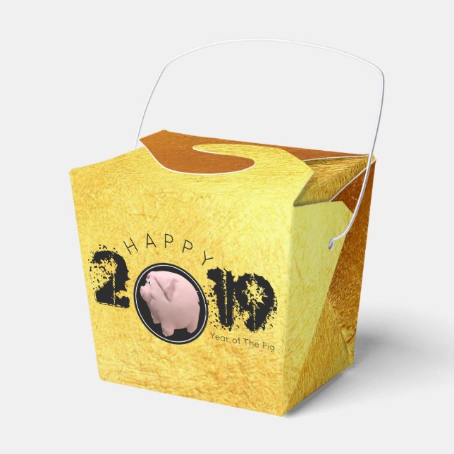 Happy PIg Year 2019 Original 3D gold Favour Box TO (Front Side)
