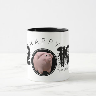 Happy PIg Year Large 2019 Original 3D 2-tone Mug 2