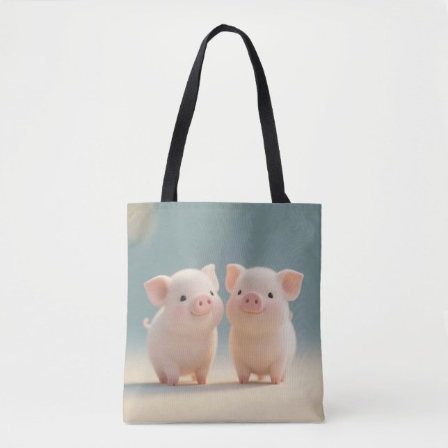 Happy Piggy Pair Tote Bag (Front)