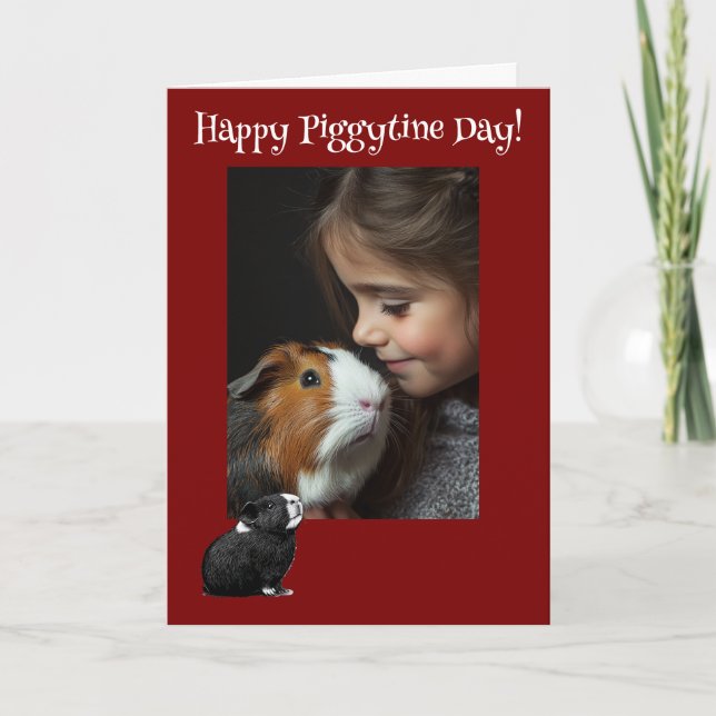 Happy Piggytine's Day Guinea Pig Valentine Holiday Card (Front)