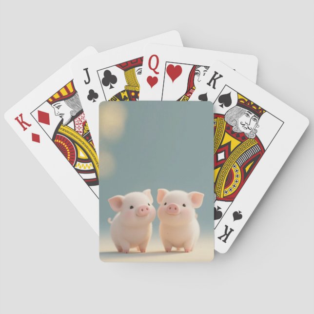 Happy Piglet Pair Playing Cards (Back)
