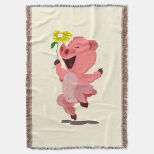 Happy Piglet Throw Blanket