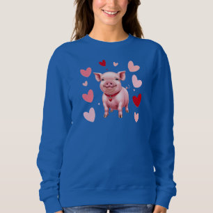 Happy Piglet with Hearts, Pig Lovers Sweatshirt