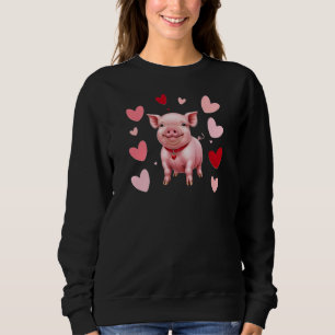 Happy Piglet with Hearts, Pig Lovers Sweatshirt