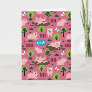 Happy Piglets In The Mud Card