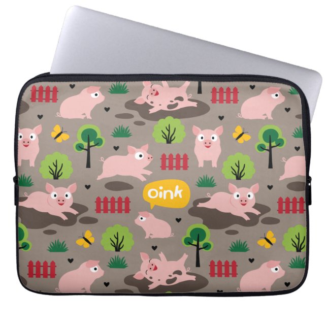 Happy Piglets In The Mud Electronics Bag (Front)