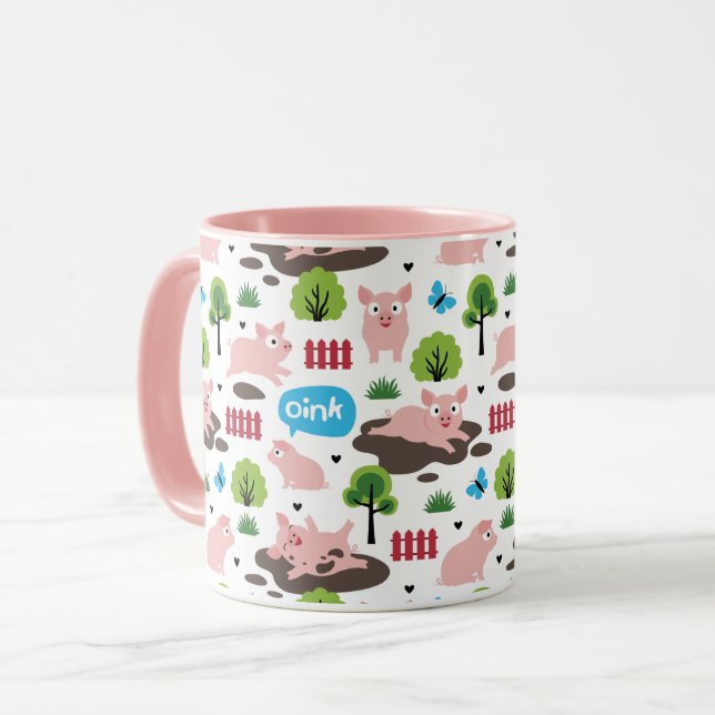 Happy Piglets In The Mud  Mug (Front Left)