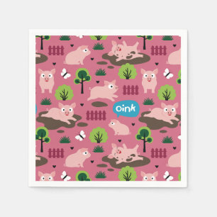 Happy Piglets In The Mud  Napkins