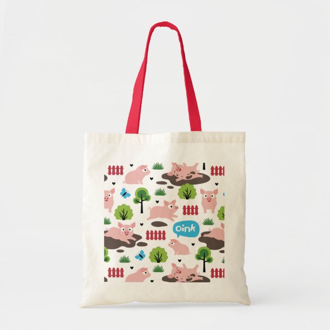Happy Piglets In The Mud  Tote Bag (Front)