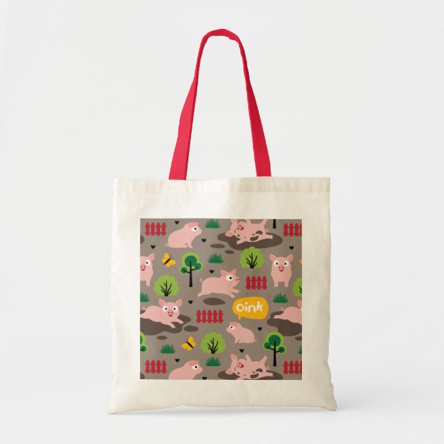 Happy Piglets In The Mud  Tote Bag (Front)