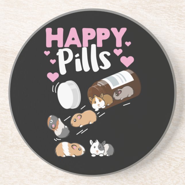 Happy Pill Guinea Pig Coaster (Front)