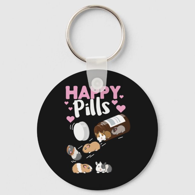 Happy Pill Guinea Pig Key Ring (Front)