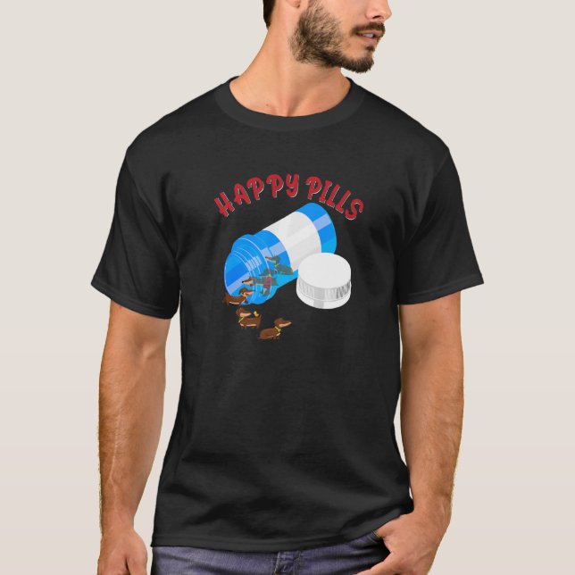 Happy Pills Dachshund  Dog T-Shirt (Front)