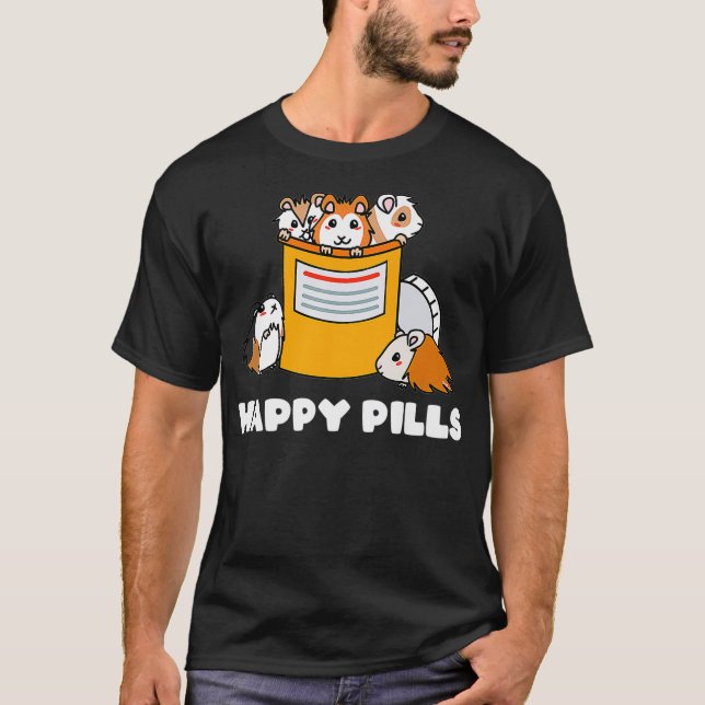 Happy Pills Guinea Pig Funny Cute Guinea Pig Premi T-Shirt (Front)
