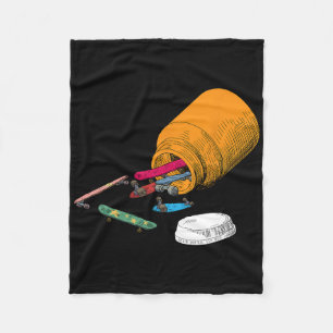 Happy Pills Skateboard Funny Skater Love Skate Ska Fleece Blanket