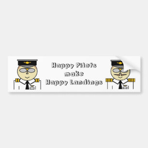 Happy pilots make happy landings Bumper Sticker