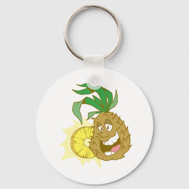happy pineapple character dude key ring (Front)