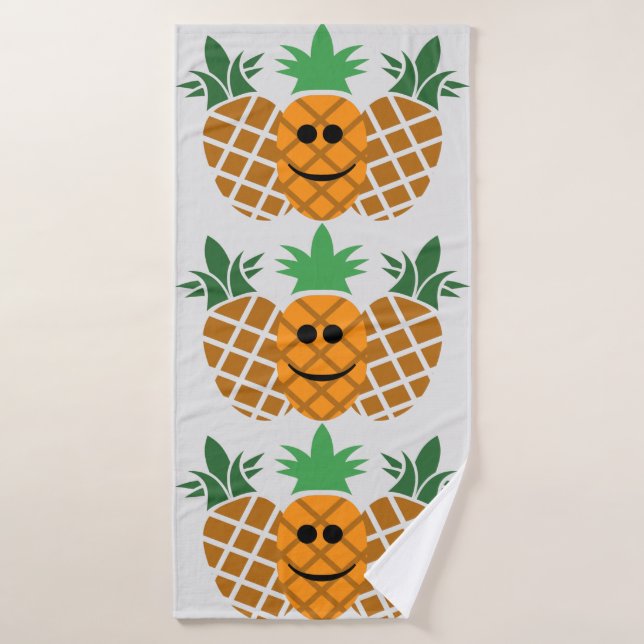 Happy Pineapple Design - Beach Towel (Bath Towel)