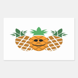 Happy Pineapple Design - Classic Round Sticker, Gl Rectangular Sticker