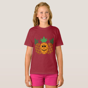 Happy Pineapple Design - Girls' Basic T-Shirt