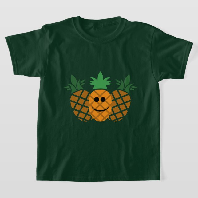 Happy Pineapple Design - Girls' Basic T-Shirt (Laydown)