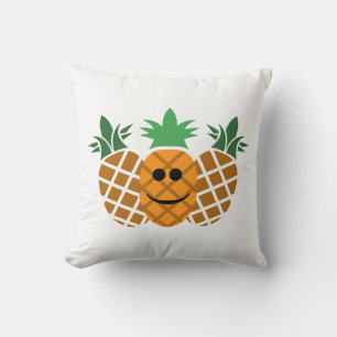 Happy Pineapple Design - Polyester Throw Pillow, T Cushion