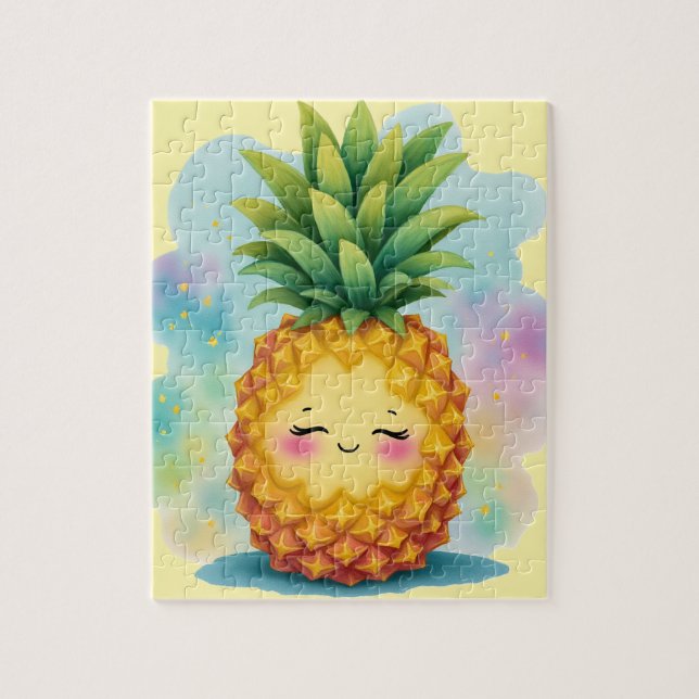 Happy Pineapple Tropical Jigsaw Puzzle (Vertical)